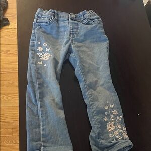 The Children's Place Blue Jeans with Floral Embroidery